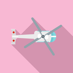 Sticker - Top view helicopter icon. Flat illustration of top view helicopter vector icon for web design