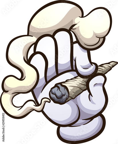 Cartoon glove holding a marijuana cigarette. Vector clip art ...
