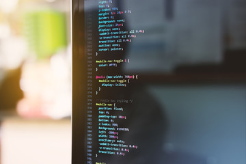 blurry coding and programming for web development and web design concept, development concept, copy 
