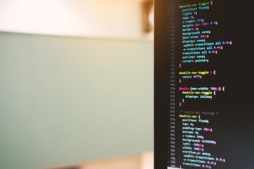 Blurry coding and programming for web development and web design concept, Development concept, copy space