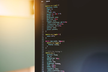 blurry coding and programming for web development and web design concept, development concept, copy 