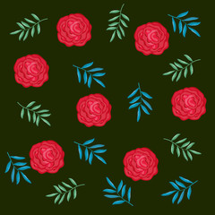 Poster - beautiful roses and leafs decorative pattern vector illustration design