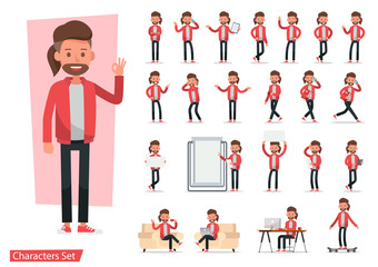 Set of office man worker character vector design.no20