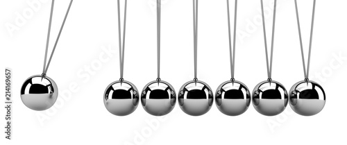 Fotografía Newton's cradle isolated on white - 3d render
