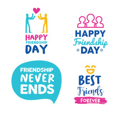 Wall Mural - Happy friendship day friend typography quote set