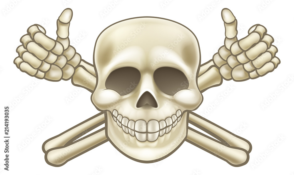 Cartoon Thumbs Up Pirate Skull and Crossbones Stock Vector | Adobe Stock