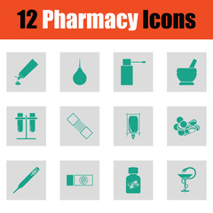 Wall Mural - Set of twelve pharmacy icons