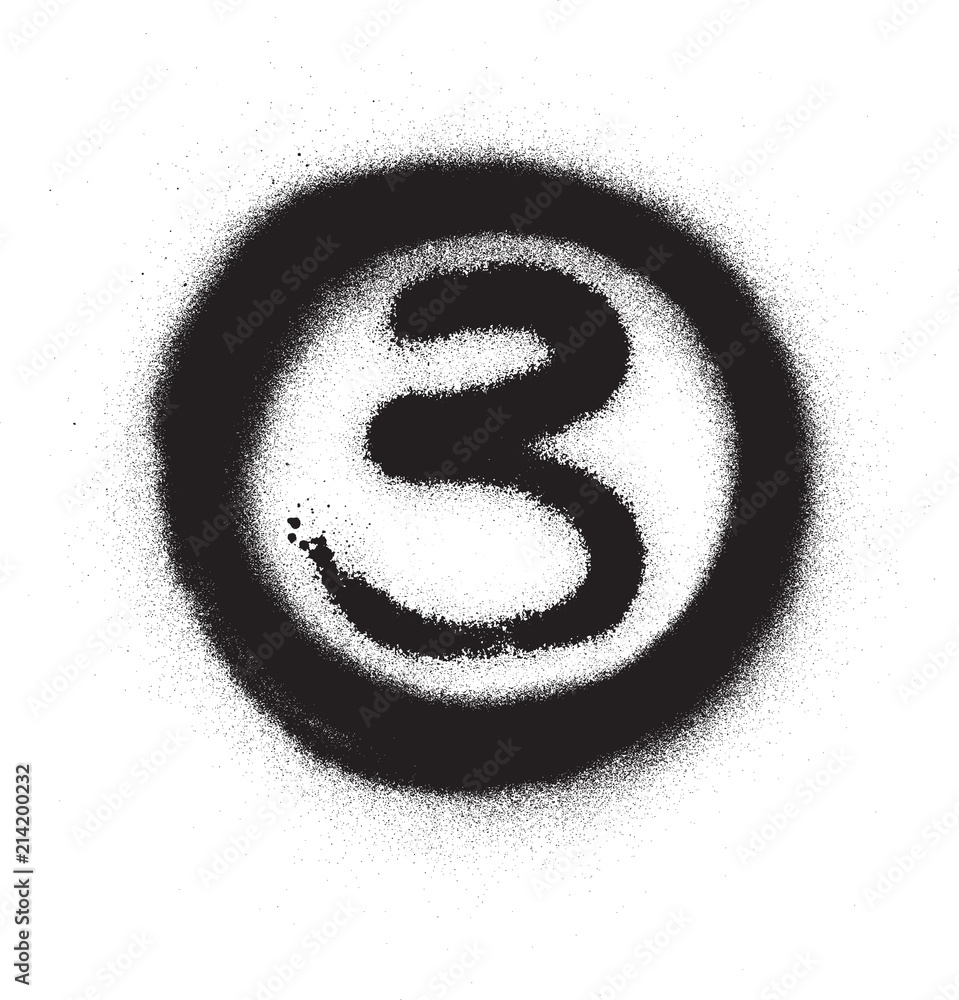 graffiti number three 3 in circle sprayed in black over white Stock Vector  | Adobe Stock, image size:959x1000