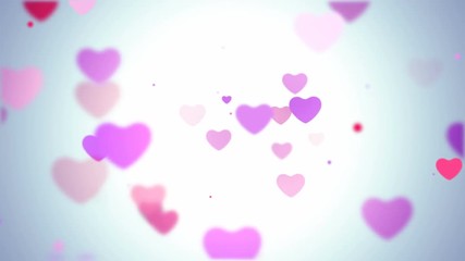Wall Mural - floating hearts background pink