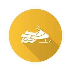 Sticker - Snowmobile flat design long shadow glyph icon