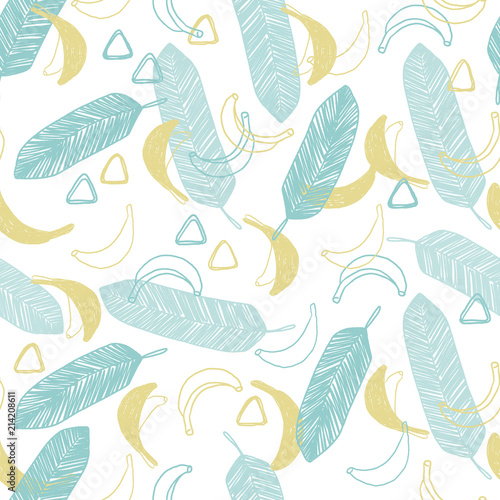 ladna-recznie-rysowane-doodle-wektor-wzor-w-naiwnym-stylu-tropikalna-lato-ilustracja-z-bananami-i-liscmi-dla-nawierzchniowego
