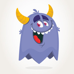 Wall Mural - Cute cartoon monster design. Halloween vector illustration of flying monster character