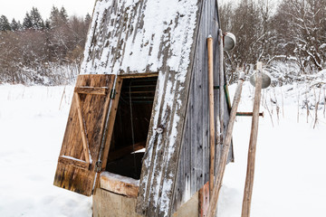 Sticker - open well at the edge of the forest in village