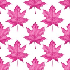 Maple leaves. Watercolor painting. Seamless pattern. Background 2