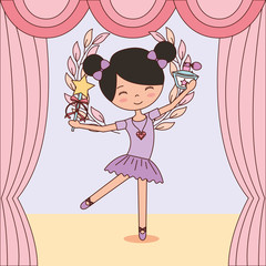 Canvas Print - beautiful ballerinas ballet cartoon character