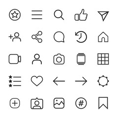 Poster - Set of internet linear icons for social media