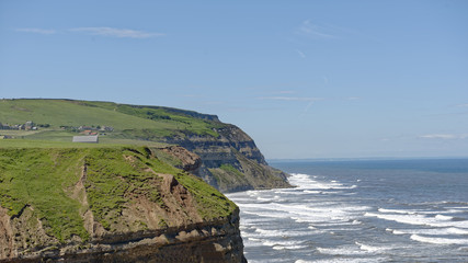 Wall Mural - North Sea vista from the cliffs (Cowbarn Nab) at Staithes in North Yorkshire, England