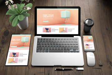 Poster - devices on wooden fllor creativity website
