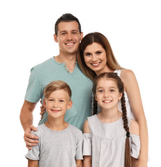 Sticker - Happy family with children on white background