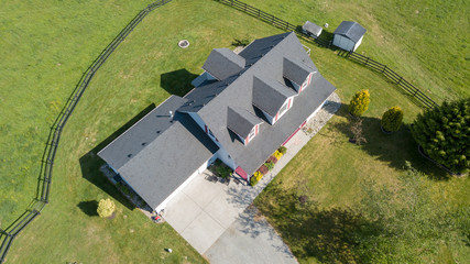 Wall Mural - Drone view of single family house