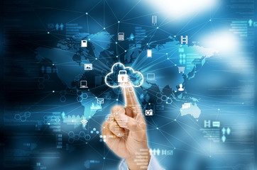 Canvas Print - secured internet cloud server concept