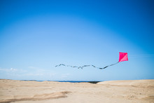 Kite Flying On Sand Dune