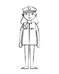 Wall Mural - woman officer police character icon