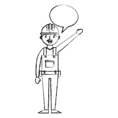 Poster - construction builder with speech bubble avatar character