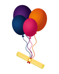 Poster - school scroll certificate with balloons flying