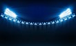 Football arena field with bright stadium lights vector design. Vector illumination