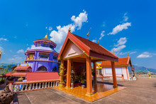 Chiang Rai,Thailand - February 24,2018:Wat Prathat Doi Wao Or Black Scorpion Temple At Mae Sai Chiang Rai Border Crossing From Mai Sai To Tachilek Myanmar.