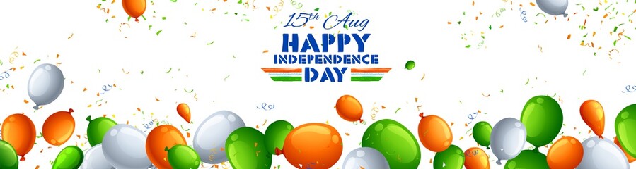 Sticker - Indian Tricolor flag balloon background for Happy Independence Day of India