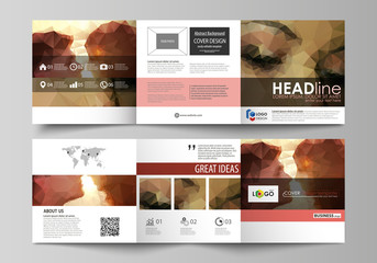 Wall Mural - set of business templates for tri fold square design brochures. leaflet cover, abstract vector layou