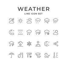 Set Line Icons Of Weather