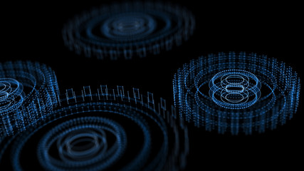 Aufkleber - Abstract technology background. Technology concept. Gear wheel. Big Data concept. 3d illustration. 3d rendering.