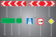 © ayaron - Realistic set of road signs isolated on transparent background. Vector illustration.