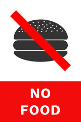 Sticker - NO FOOD sign. Vector.