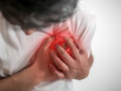 Heart attack concept. Man suffering from chest pain on white background, Health care