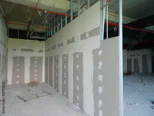 Drywall Installation Work In Progress By Construction