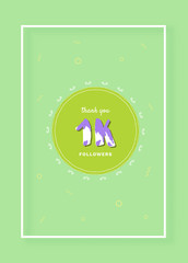 Sticker - 1K followers thank you post for social media. Vector illustration.