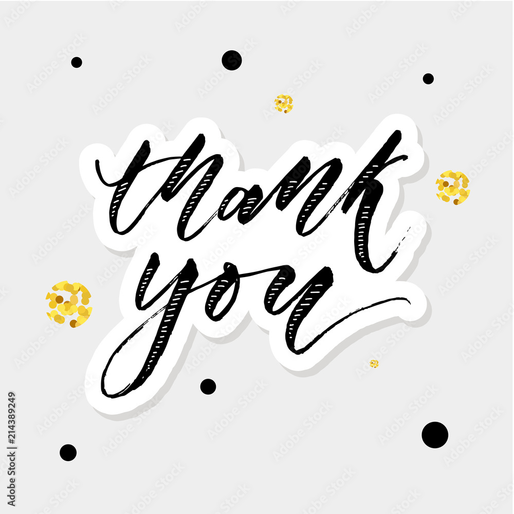 Thank you Lettering Calligraphy Vector Gold Stock Vector | Adobe Stock