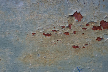 old iron background with peeling paint