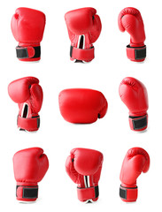 Wall Mural - Set of boxing gloves on white background