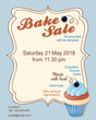 blue  bake sale promotion flyer with blueberry cupcake