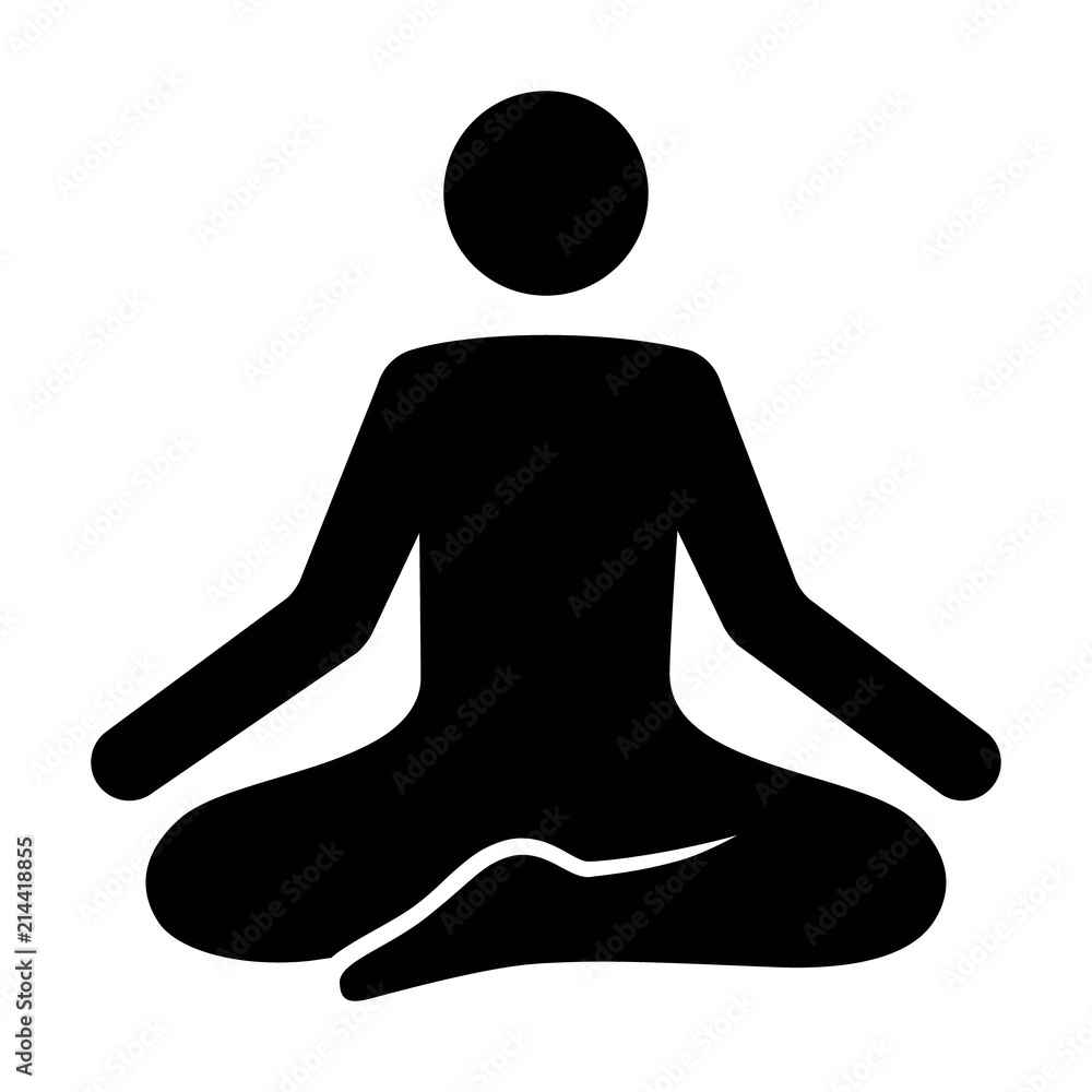 A person meditating in a state of zen calmness flat vector icon for yoga meditation apps and websites - obrazy, fototapety, plakaty 