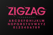 Zigzag font stitched with thread, embroidery font alphabet letters and numbers