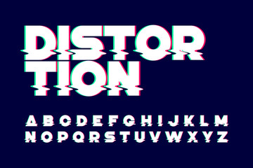 trendy style distorted glitch typeface