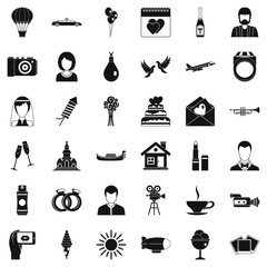 Wall Mural - Big wedding icons set. Simple style of 36 big wedding vector icons for web isolated on white background