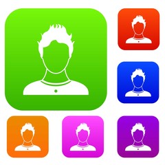 Poster - User set icon in different colors isolated vector illustration. Premium collection