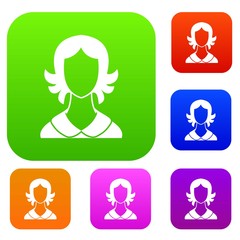 Wall Mural - Woman set icon in different colors isolated vector illustration. Premium collection